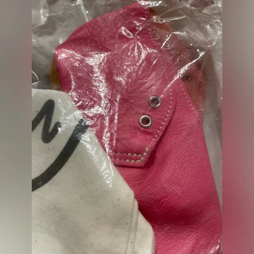NWT Mon Petite Pink Leather Oxford Lace Booties